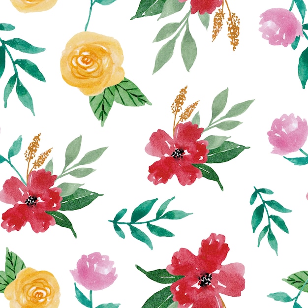 Watercolor floral flower seamless pattern design