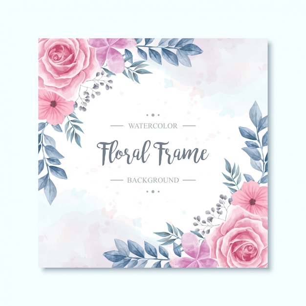 Watercolor Floral Flowers Frame Background