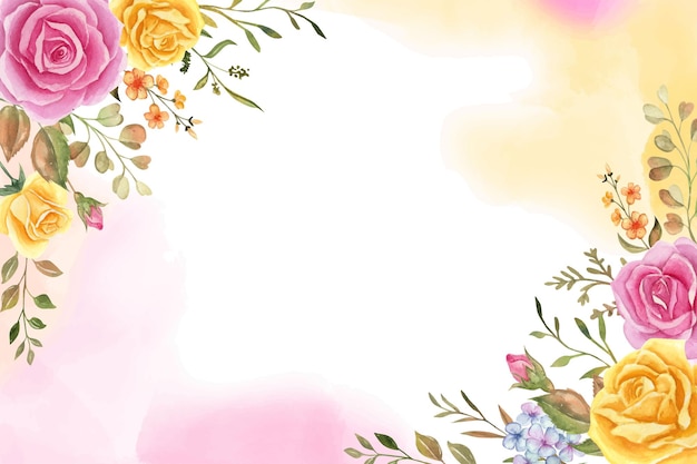 Watercolor floral frame background, watercolor flower border for banner