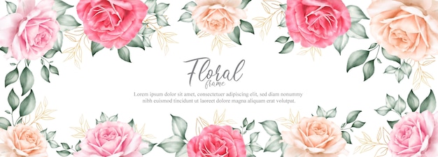 Watercolor Floral Frame and banner Template