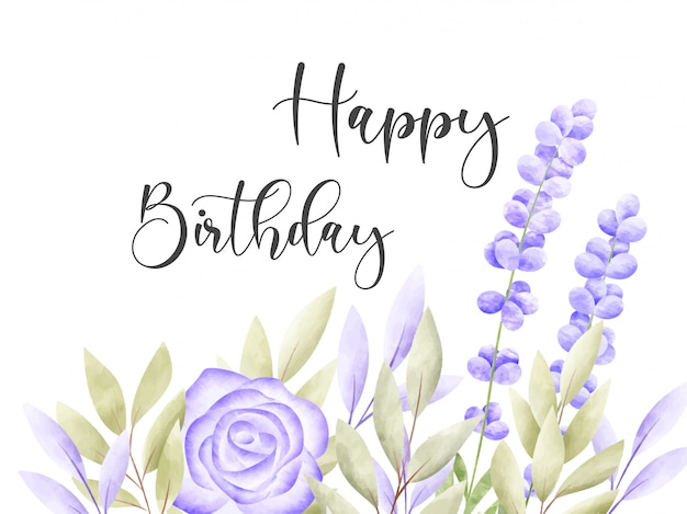 Vector watercolor floral frame. birthday card.