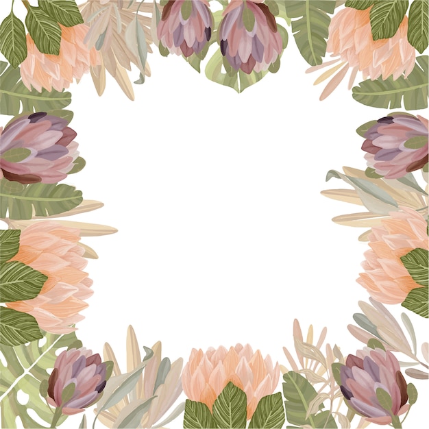 Vector watercolor floral frame in boho style