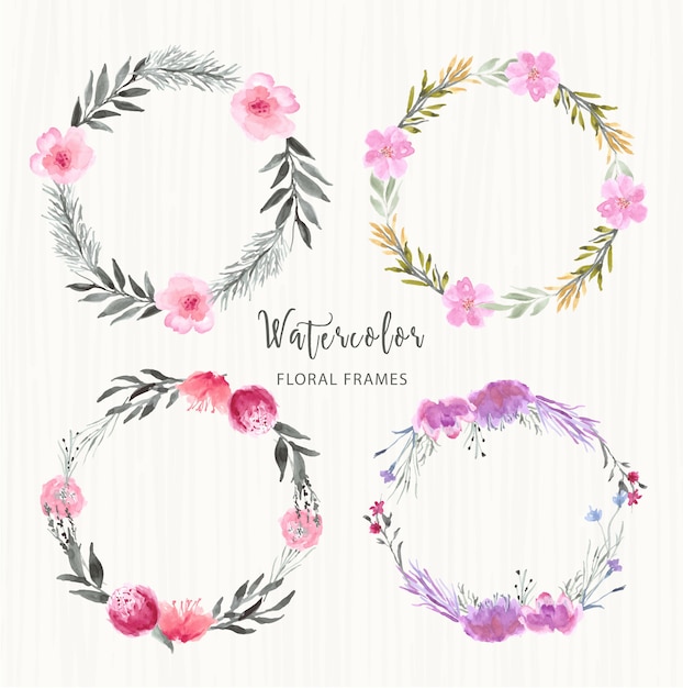 Vector watercolor floral frame collection