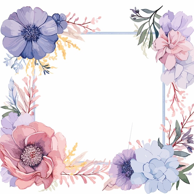 Illustrazione della cornice floreale dell'acquerello