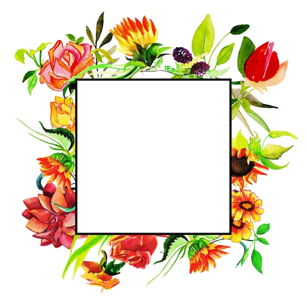 Watercolor floral frame multi-purpose background