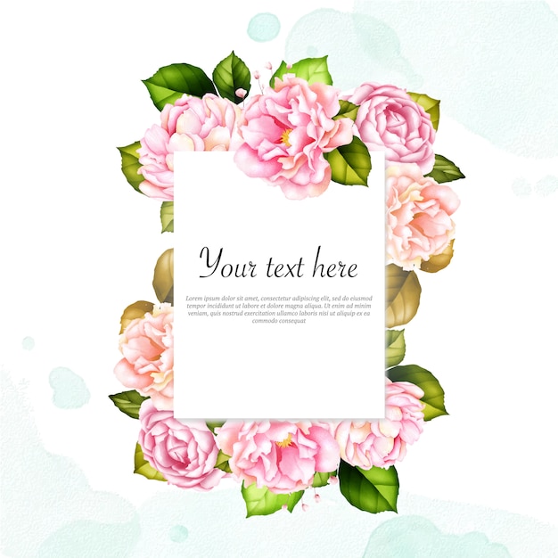 Watercolor floral frame for multipurpose card with text template