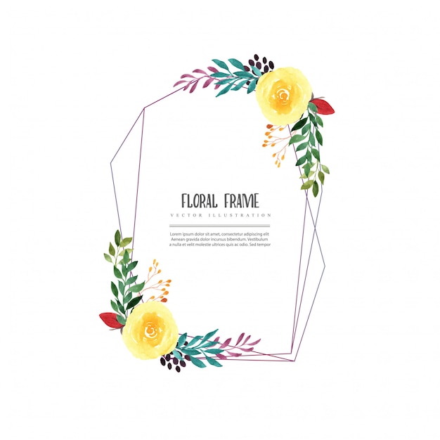 Watercolor floral frame template