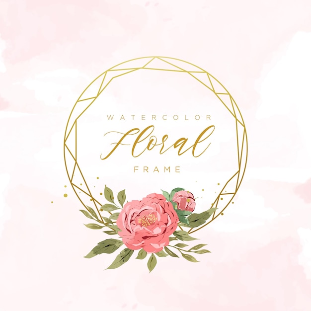 Watercolor floral frame template