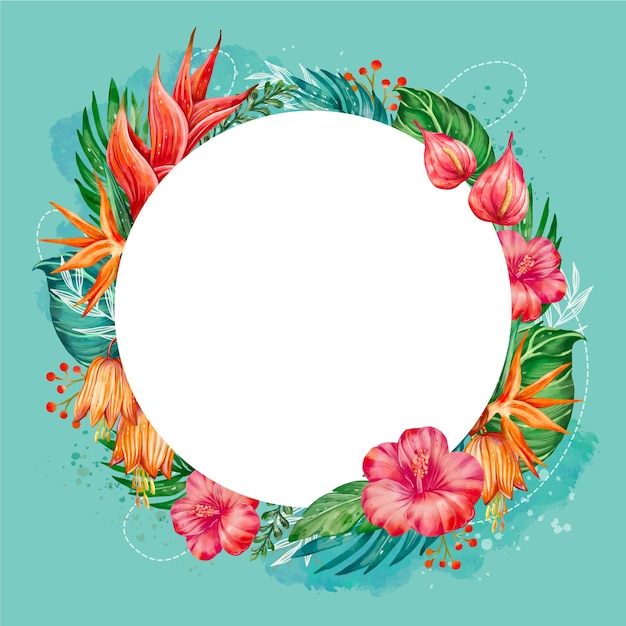 Vector watercolor floral frame template