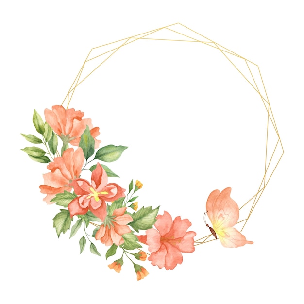 watercolor floral frame for valentines day greeting card