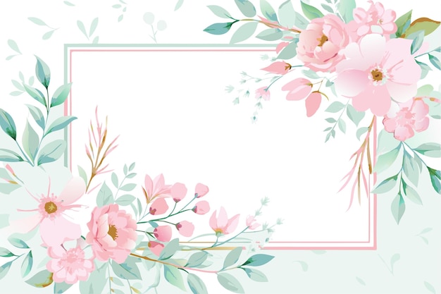 웨딩 생일 카드 배경 초대 벽지 스티커를 위한 수채화 꽃 프레임