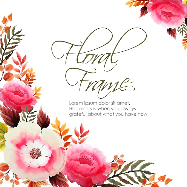 結婚式招待状、ブライダルシャワー、多目的招待状カードの背景の水彩画の花のフレーム
