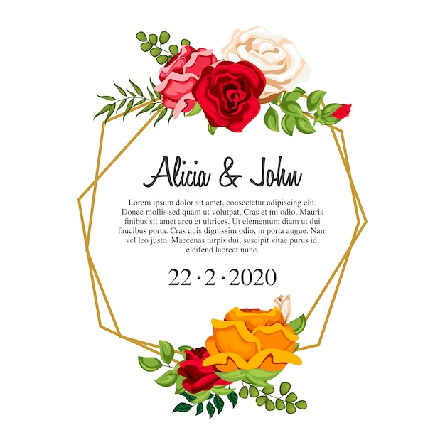 watercolor floral frame for wedding invitation