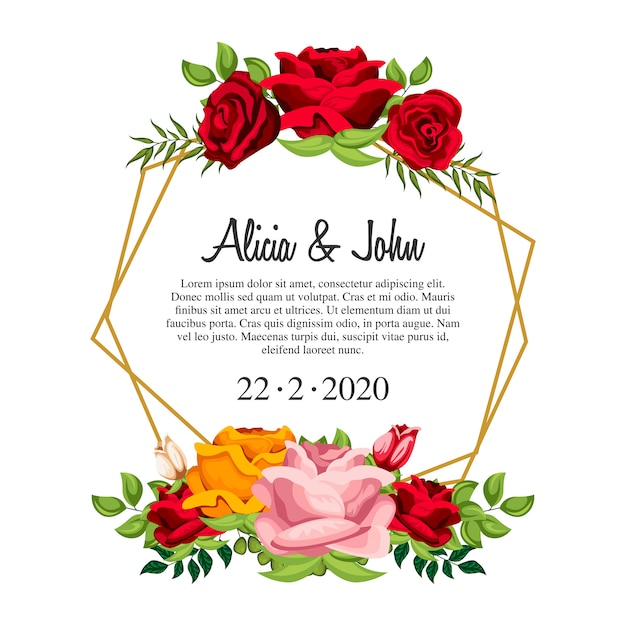 Watercolor floral frame for wedding invitation