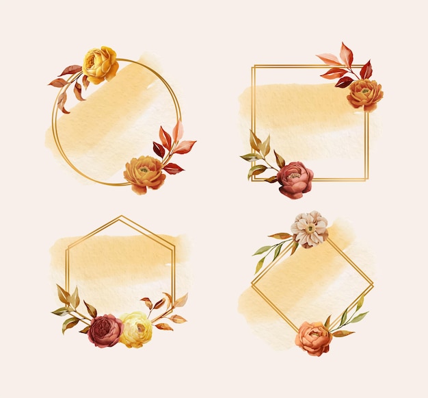 Watercolor floral frame for wedding monogram logo and branding logo design