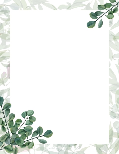 緑の植物の垂直の境界 絵の絵 ポストカードの日付を保存してください バレンタインデー 誕生日と母の日カード