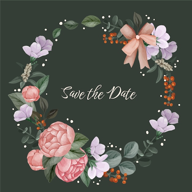 Акварельная цветочная рамка с сохранением даты