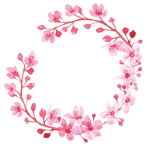 Vector watercolor floral frame, wreath