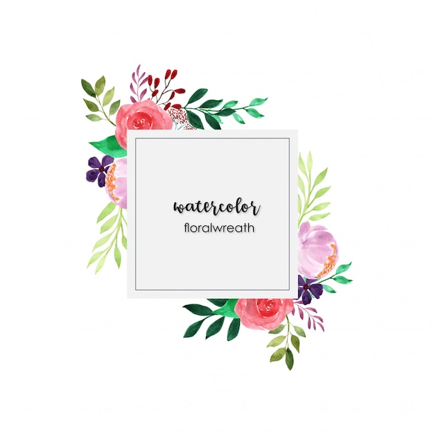 Vector watercolor floral frame