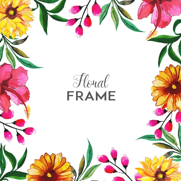 Watercolor floral frame