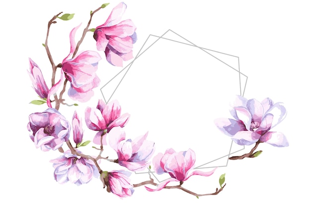 Vector watercolor floral frame