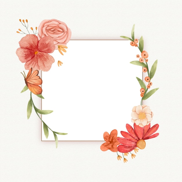 Vector watercolor floral frame