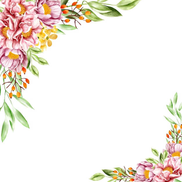 Vector watercolor floral frame