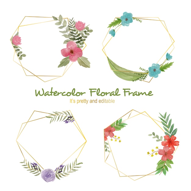 Watercolor floral frame