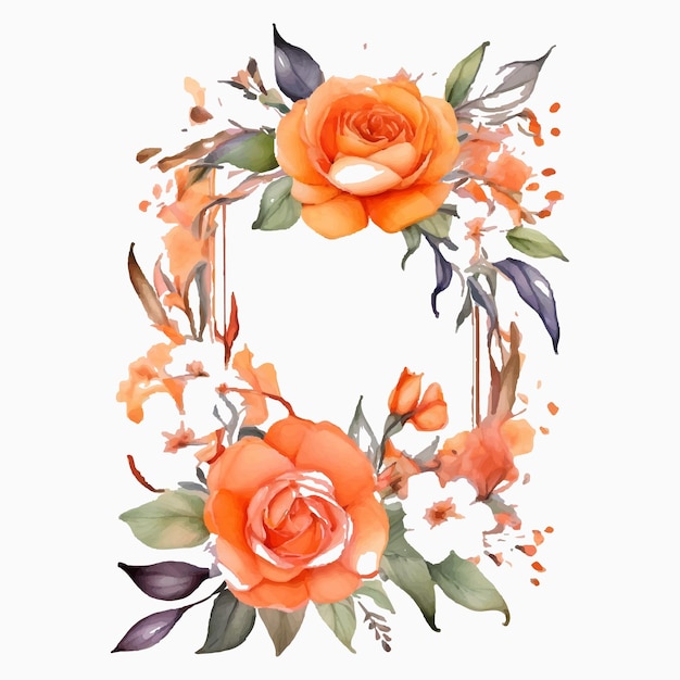 Vector watercolor floral frame