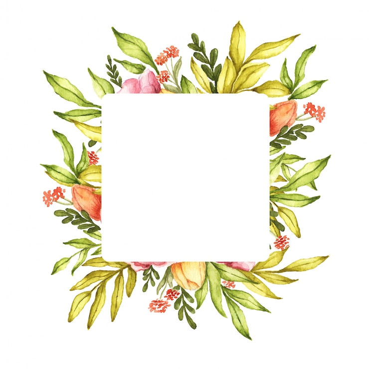 Vector watercolor floral frame