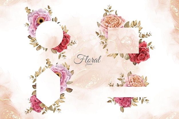 Watercolor Floral Frames Multi Purpose Template Design Collection