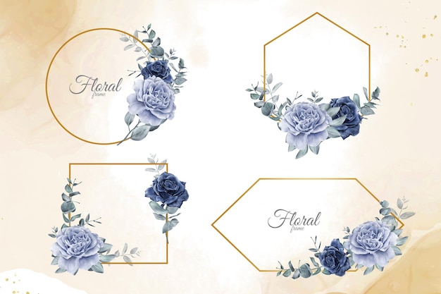 Watercolor Floral Frames Multi Purpose Template Design Collection