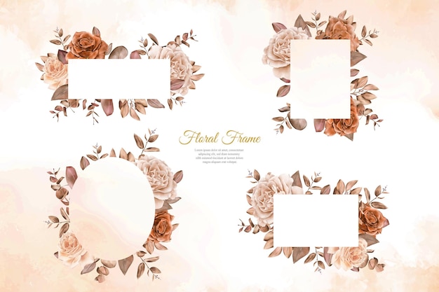 벡터 수채화 꽃 프레임 다목적 템플릿 디자인 컬렉션