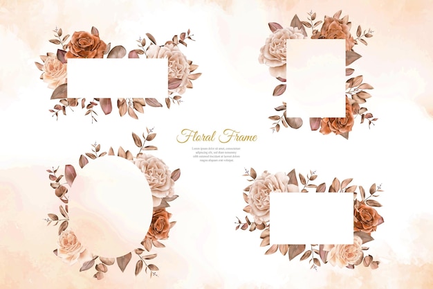 Vector watercolor floral frames multi purpose template design collection