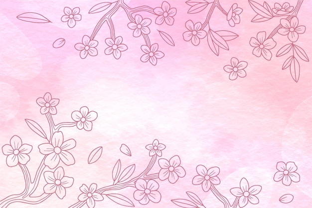 Watercolor floral hand drawn background