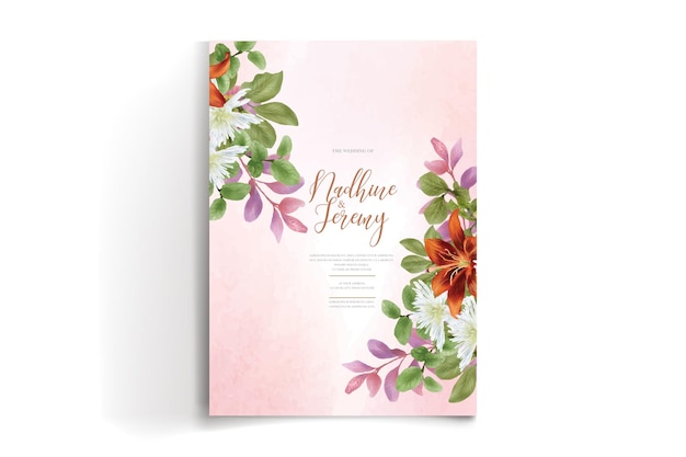 Vector watercolor floral invitation