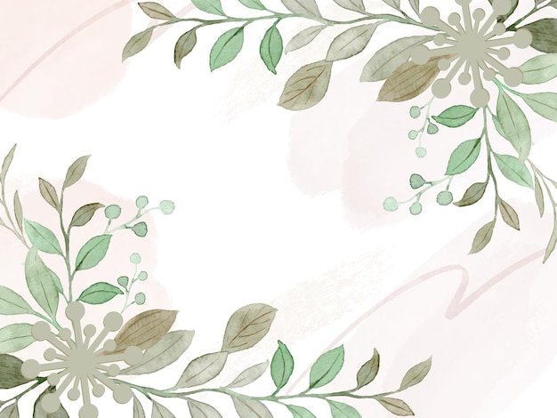 Watercolor floral and leaf background for banner and frame