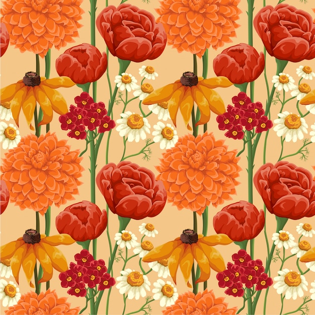 Watercolor floral leaves seamless pattern background