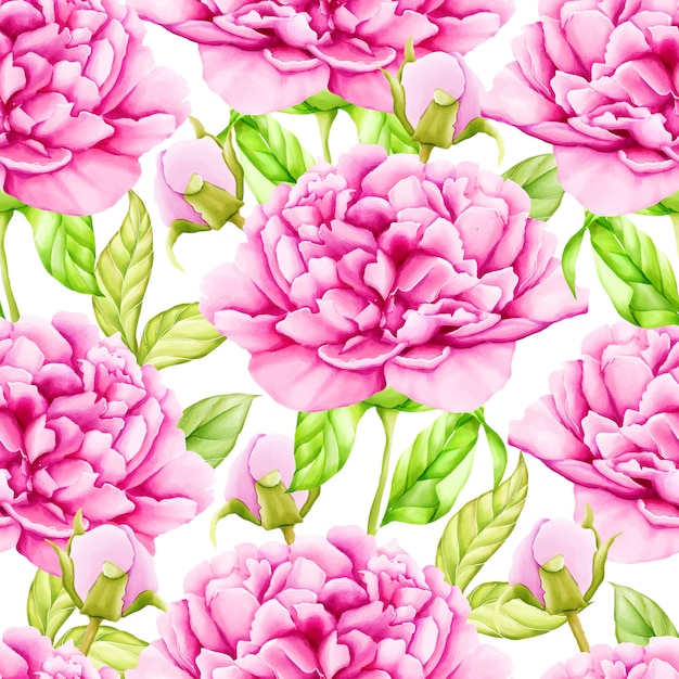 Watercolor floral leaves seamless pattern