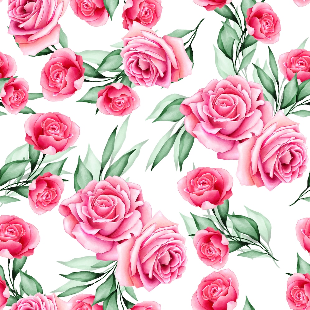 Premium Vector | Watercolor floral and leaves seamless pattern
