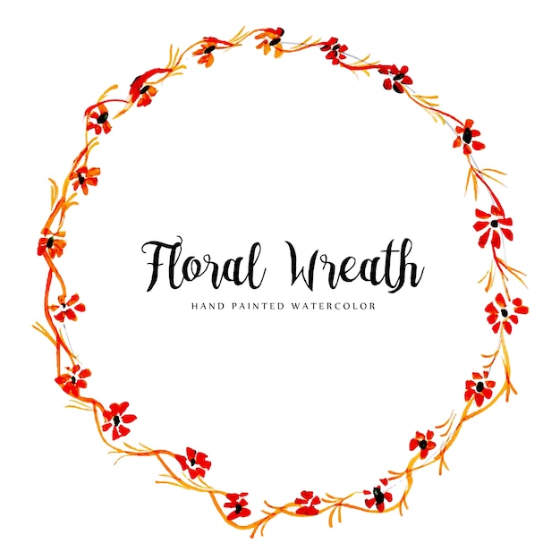 Watercolor floral and leaves wreath