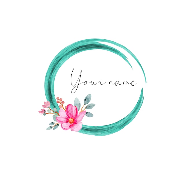 Watercolor Floral Logo template modern sea green