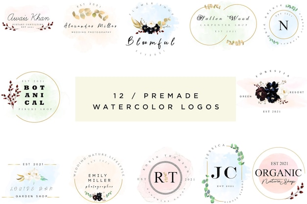 Watercolor floral logos