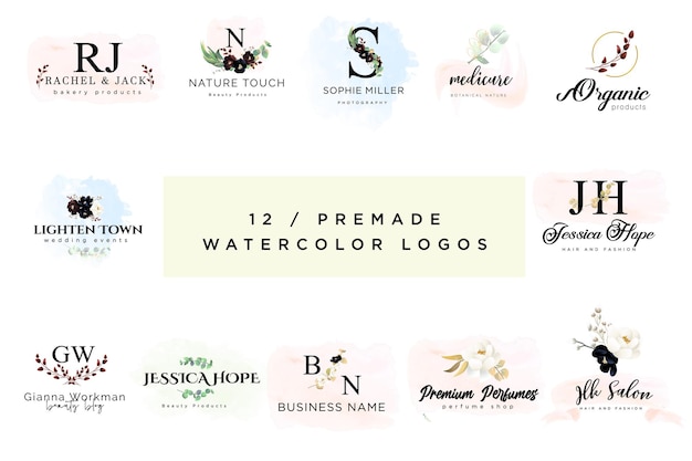 Vector watercolor floral  logos