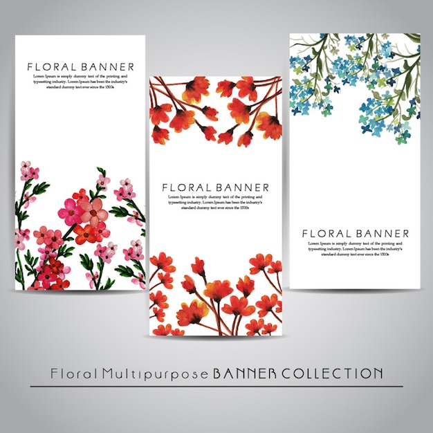 Watercolor floral multipurpose banner collection