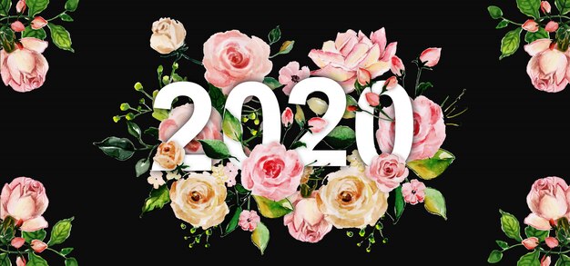 Watercolor Floral New Year Background