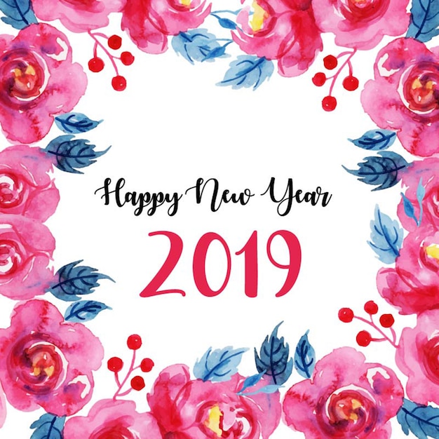 Watercolor floral newyear background