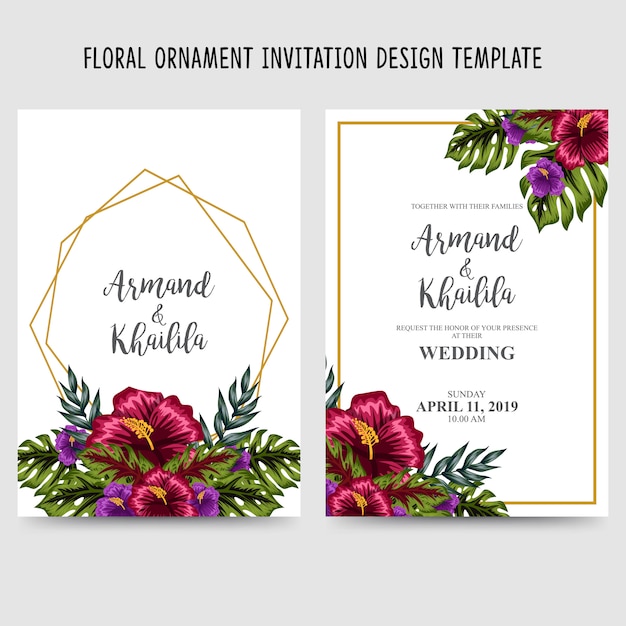 Watercolor floral ornament invitation design