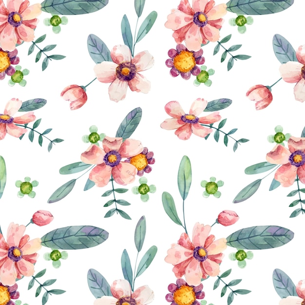 Vector watercolor floral pattern