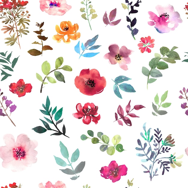 Watercolor floral seamless pattern Flower Spring textile texture Vector